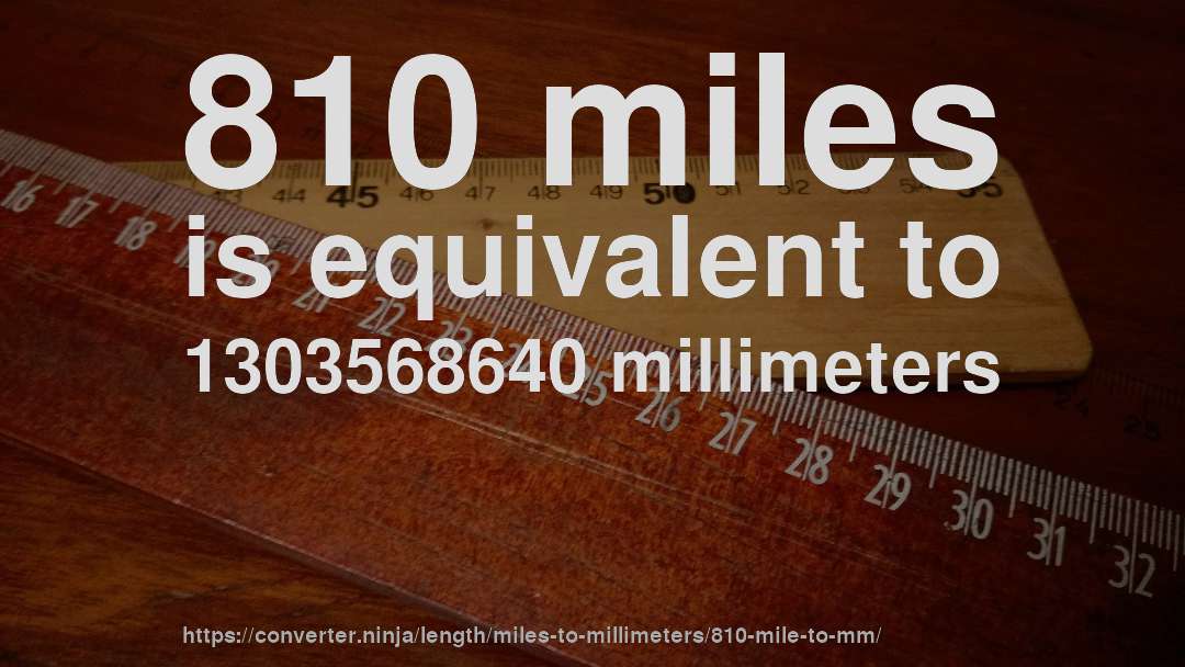810 miles is equivalent to 1303568640 millimeters