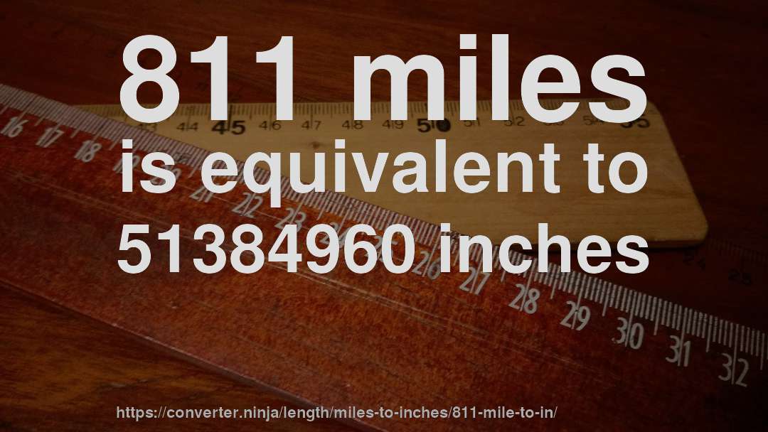 811 miles is equivalent to 51384960 inches