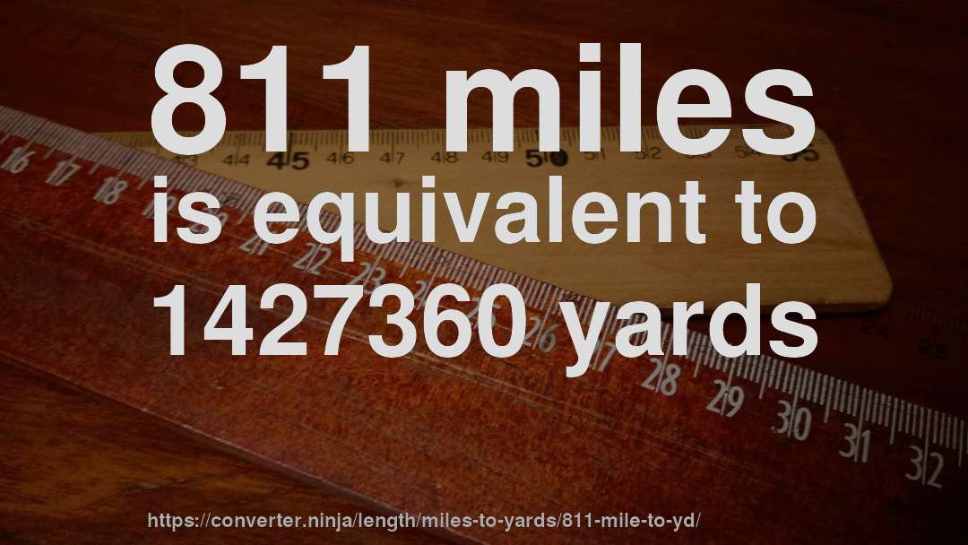 811 miles is equivalent to 1427360 yards