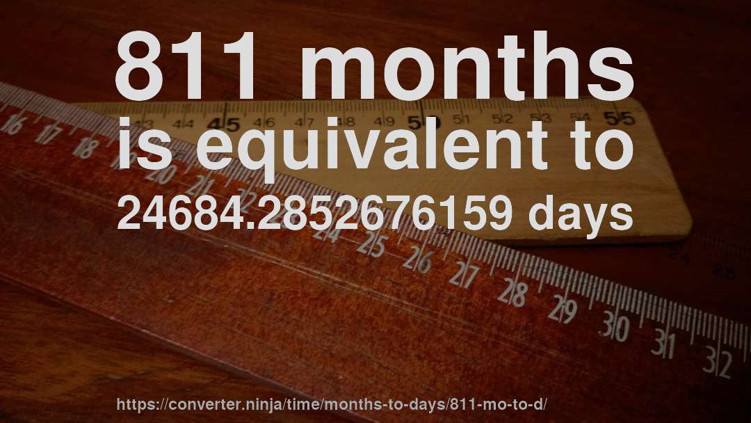 811 months is equivalent to 24684.2852676159 days