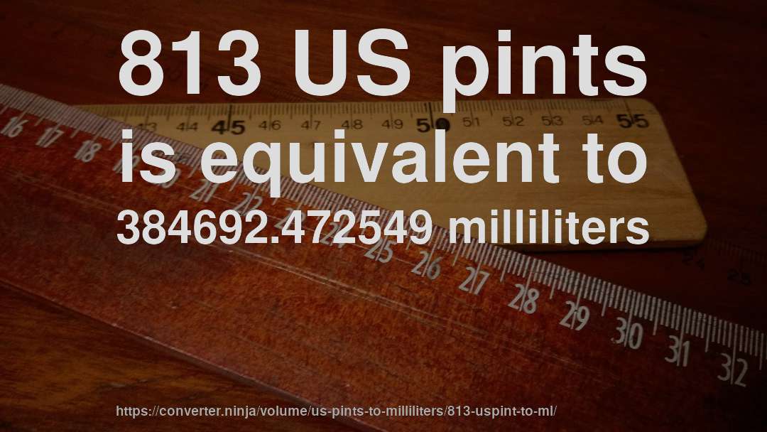 813 US pints is equivalent to 384692.472549 milliliters