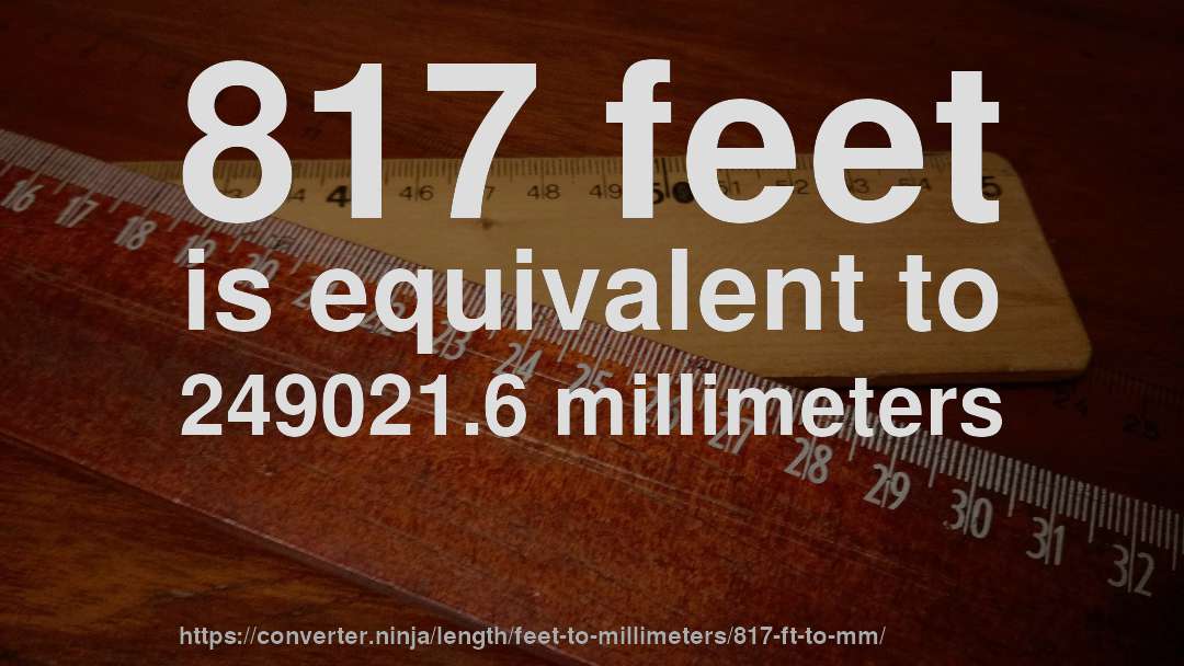 817 feet is equivalent to 249021.6 millimeters