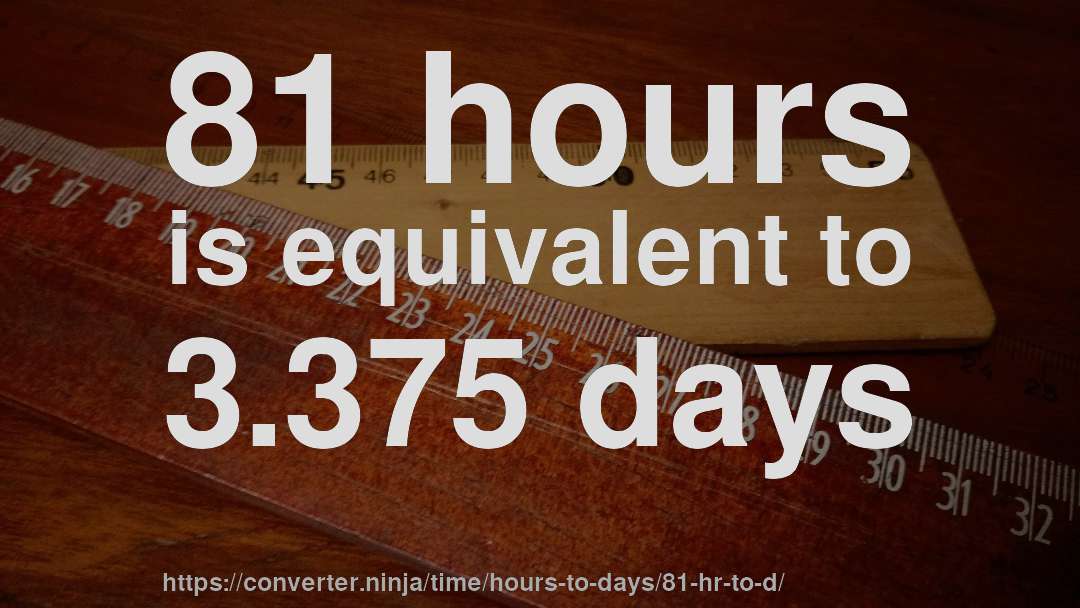 81 hours is equivalent to 3.375 days