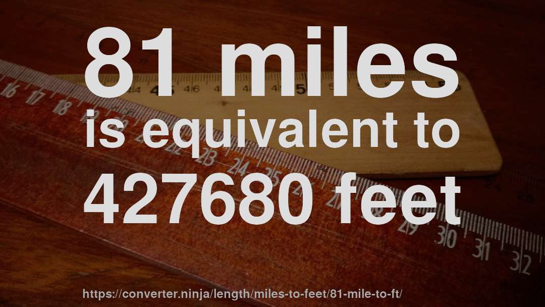 81 miles is equivalent to 427680 feet