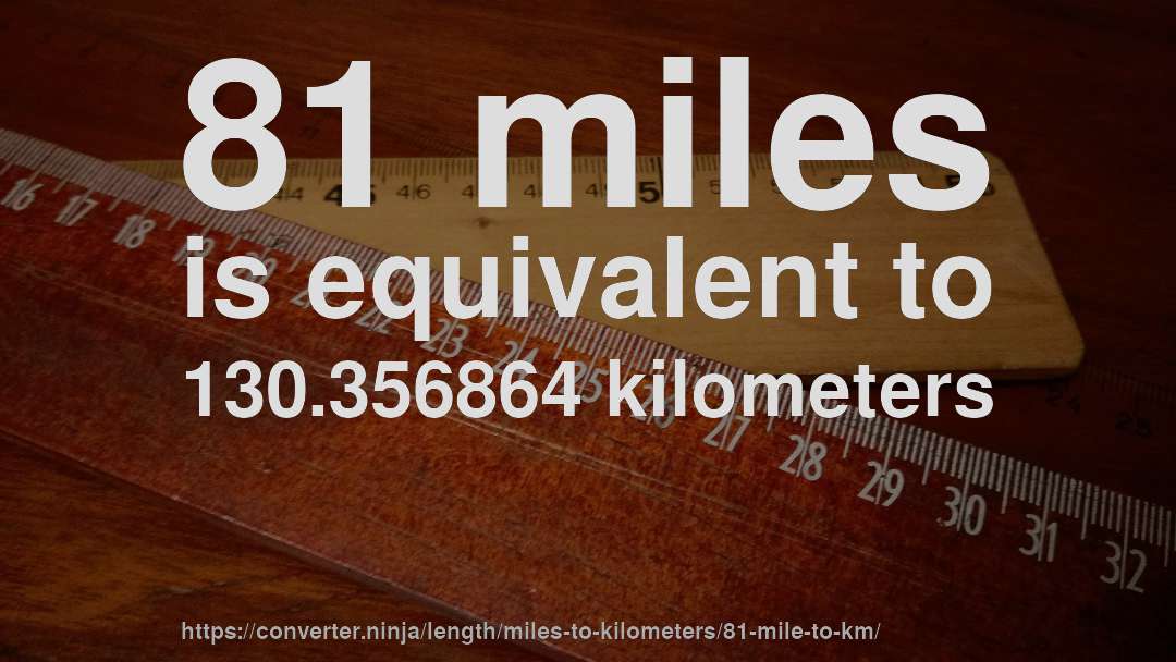 81 miles is equivalent to 130.356864 kilometers