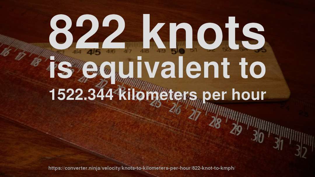 822 knots is equivalent to 1522.344 kilometers per hour