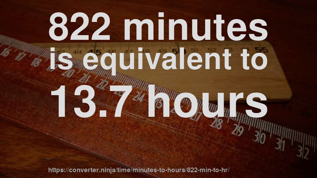 822 minutes is equivalent to 13.7 hours
