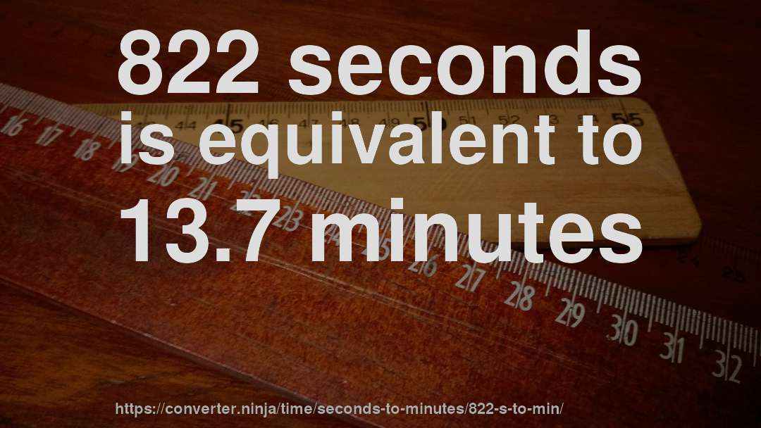 822 seconds is equivalent to 13.7 minutes