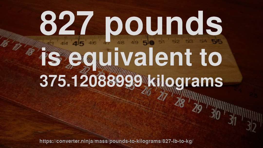 827 pounds is equivalent to 375.12088999 kilograms