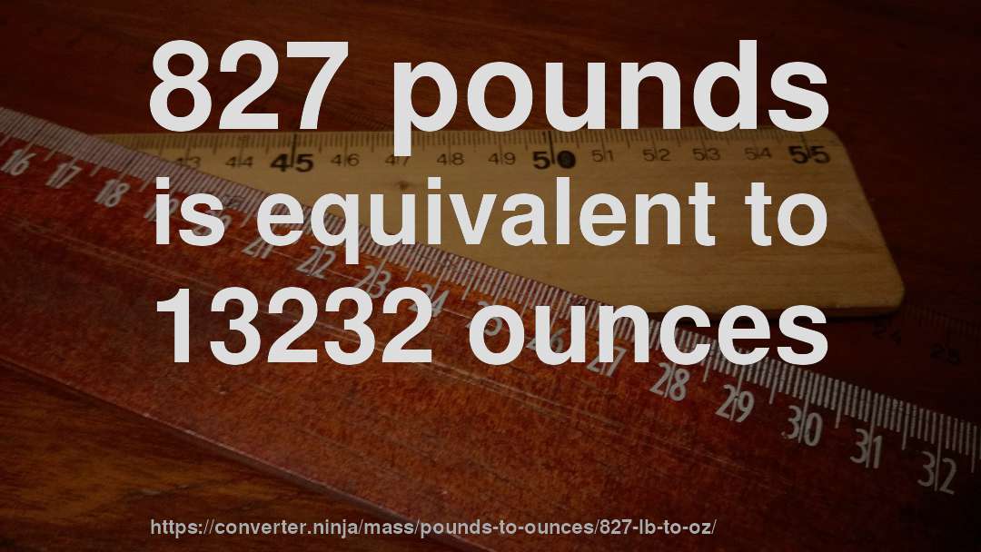 827 pounds is equivalent to 13232 ounces