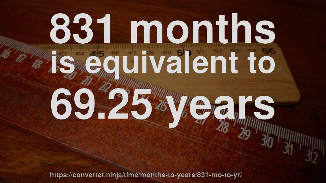 831 months is equivalent to 69.25 years