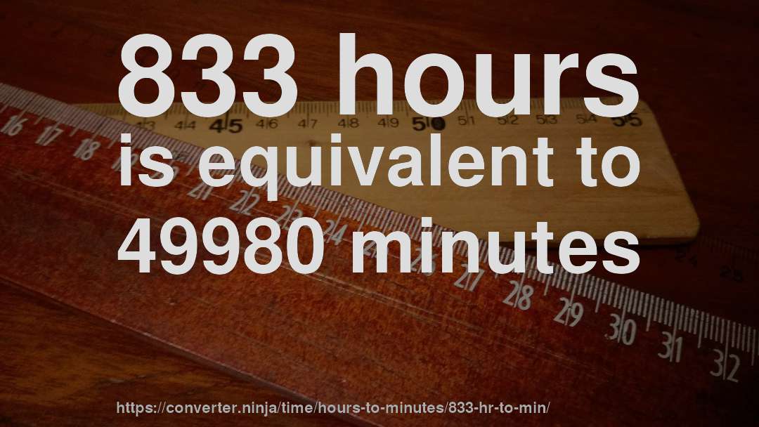 833 hours is equivalent to 49980 minutes