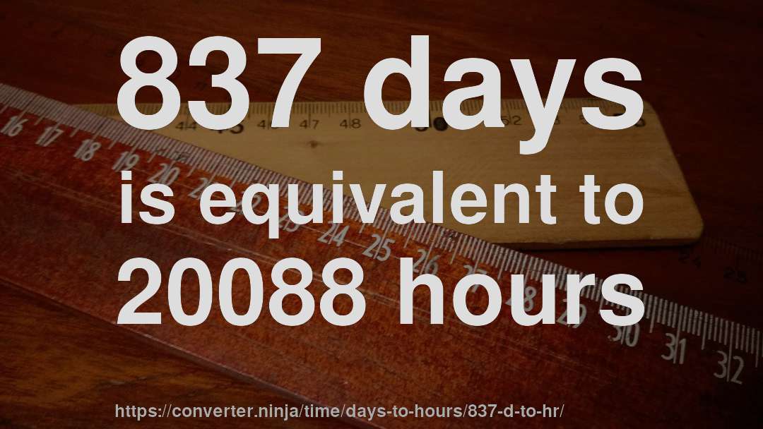 837 days is equivalent to 20088 hours
