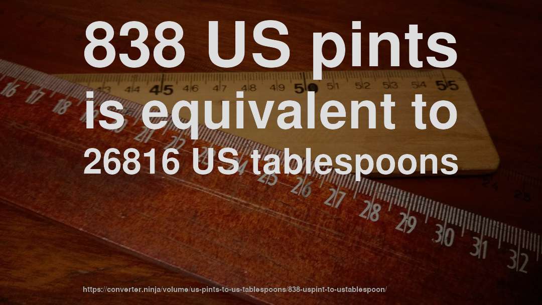 838 US pints is equivalent to 26816 US tablespoons