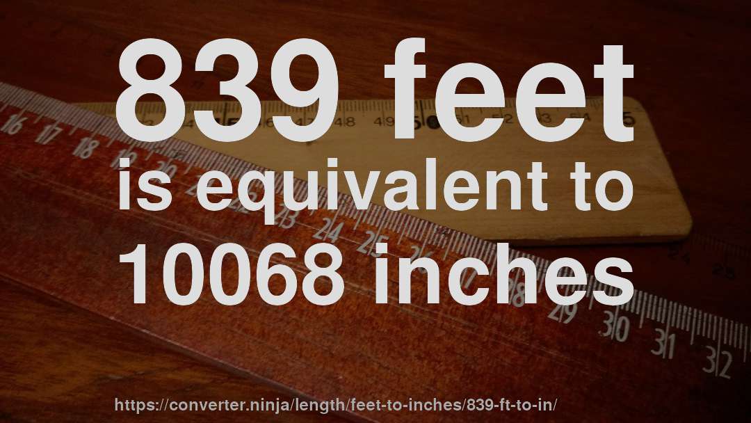 839 feet is equivalent to 10068 inches