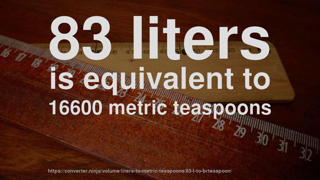 83 liters is equivalent to 16600 metric teaspoons