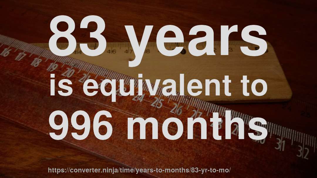 83 years is equivalent to 996 months