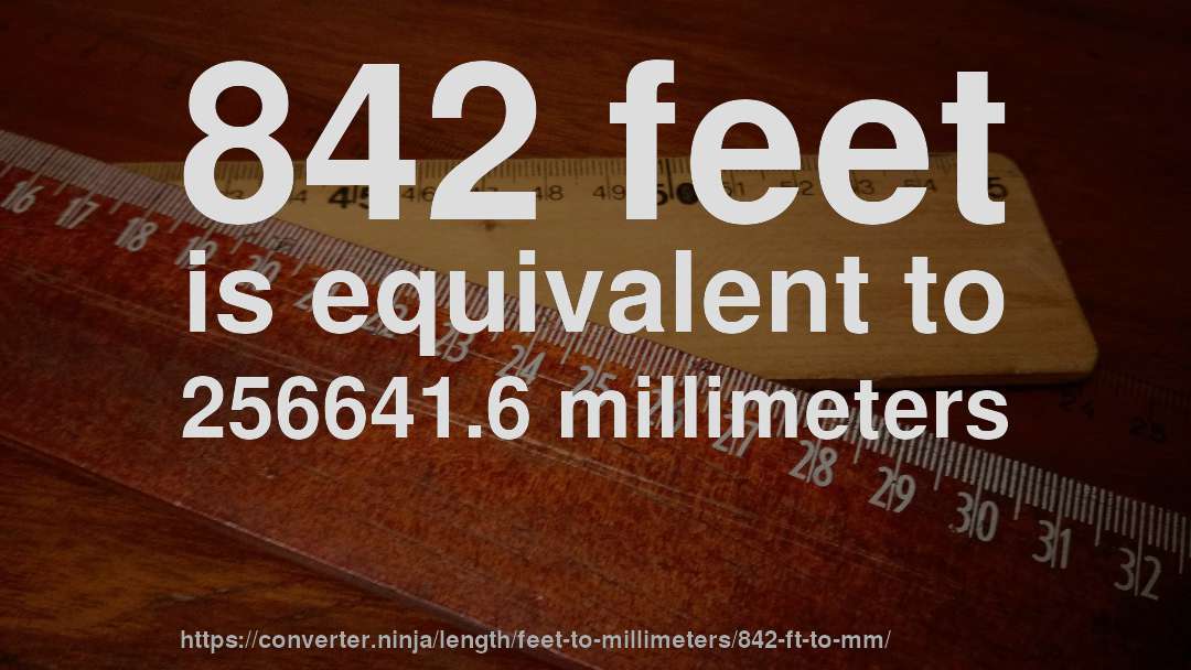 842 feet is equivalent to 256641.6 millimeters