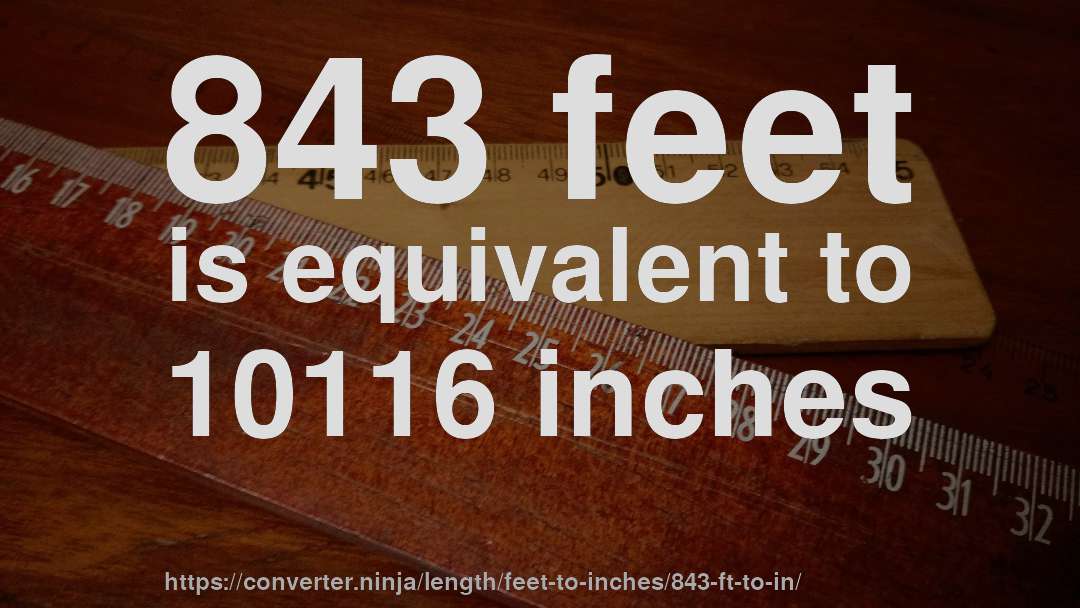 843 feet is equivalent to 10116 inches