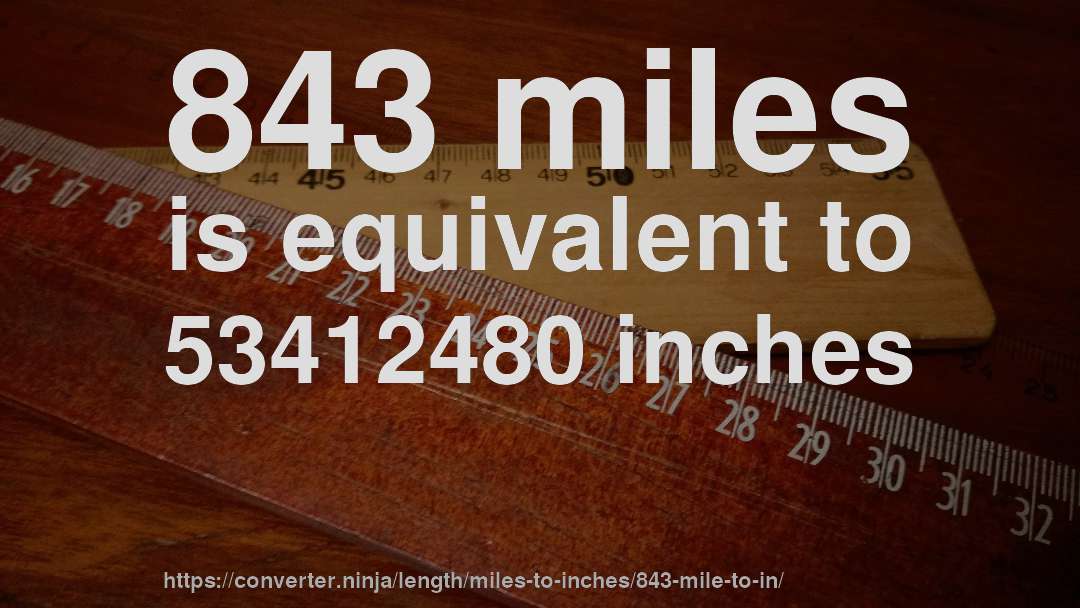 843 miles is equivalent to 53412480 inches