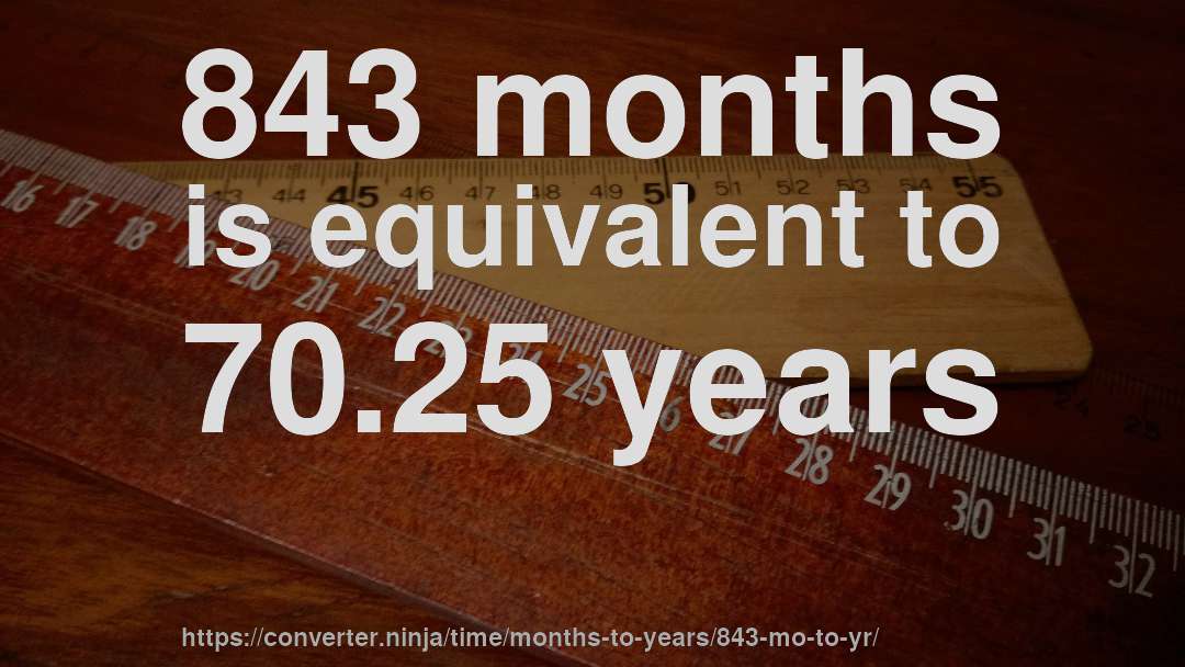 843 months is equivalent to 70.25 years