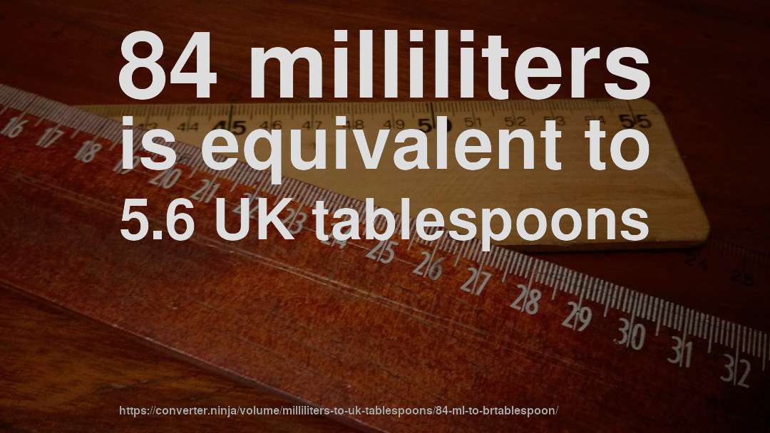 84 milliliters is equivalent to 5.6 UK tablespoons