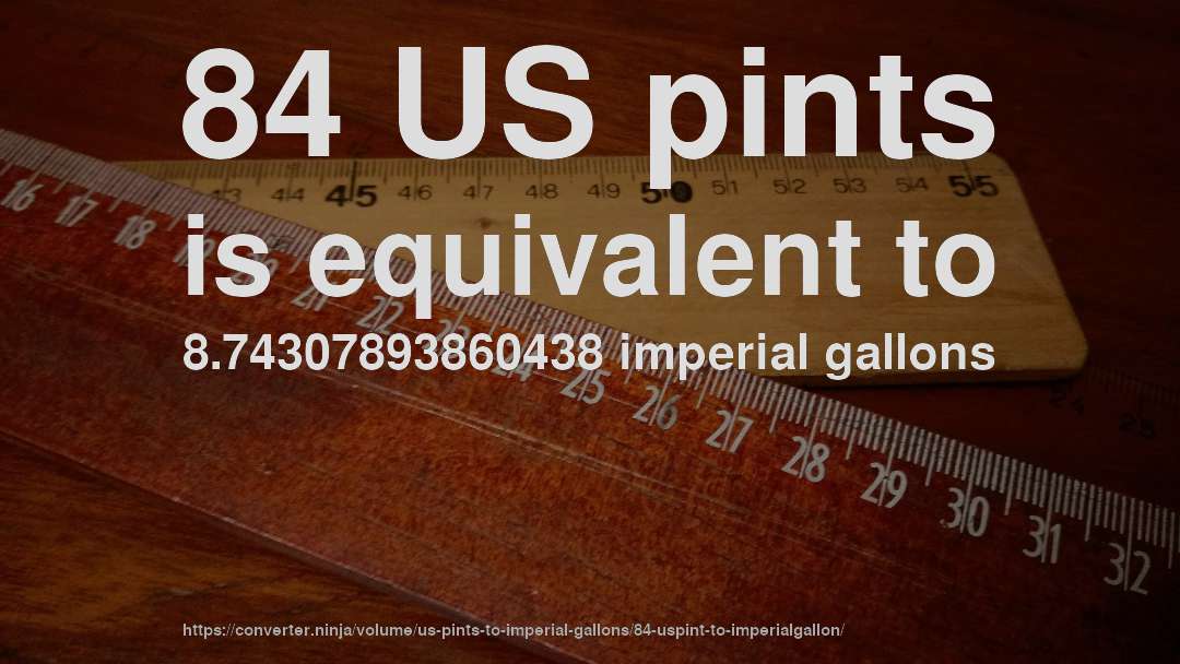 84 US pints is equivalent to 8.74307893860438 imperial gallons