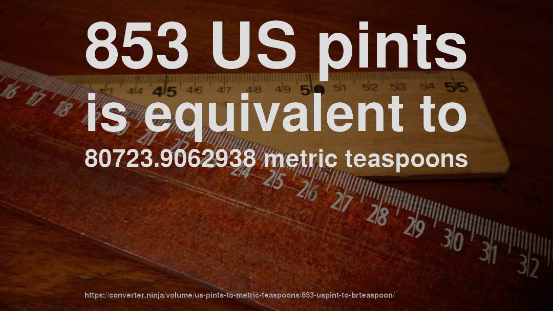 853 US pints is equivalent to 80723.9062938 metric teaspoons