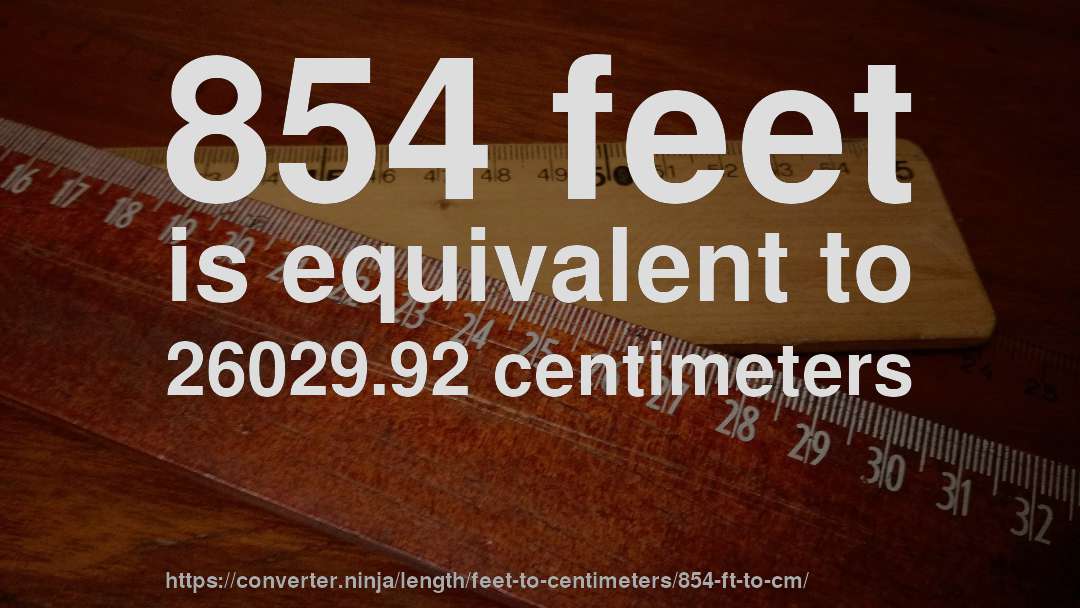 854 feet is equivalent to 26029.92 centimeters