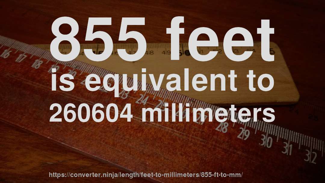 855 feet is equivalent to 260604 millimeters