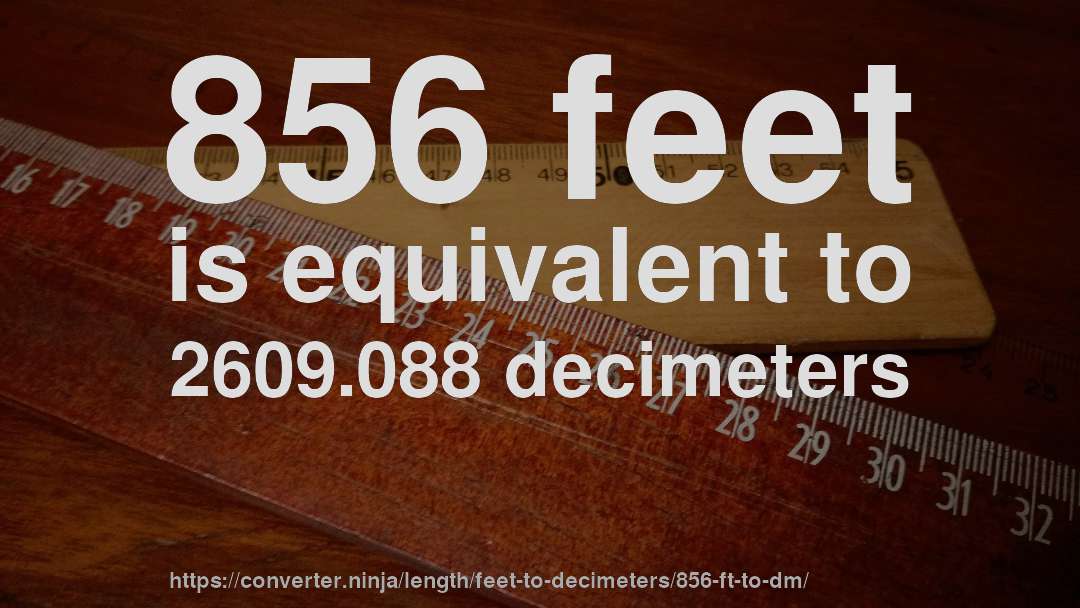 856 feet is equivalent to 2609.088 decimeters