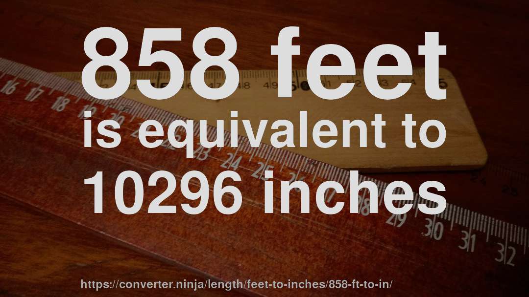 858 feet is equivalent to 10296 inches