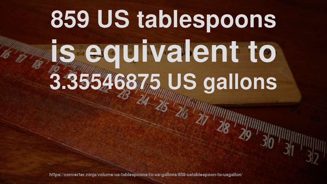 859 US tablespoons is equivalent to 3.35546875 US gallons