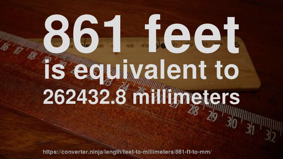 861 feet is equivalent to 262432.8 millimeters