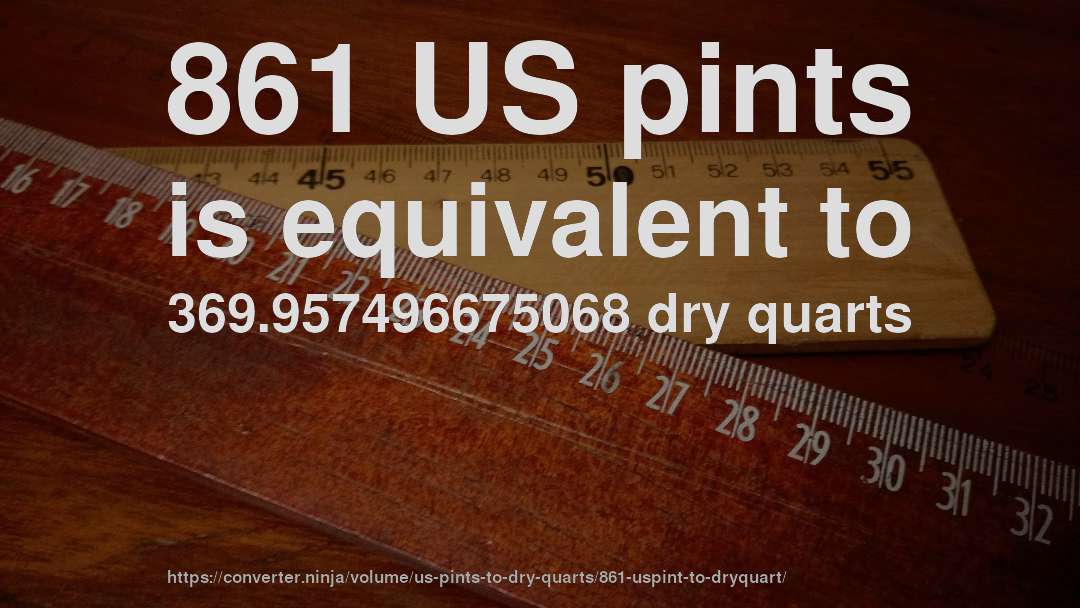 861 US pints is equivalent to 369.957496675068 dry quarts