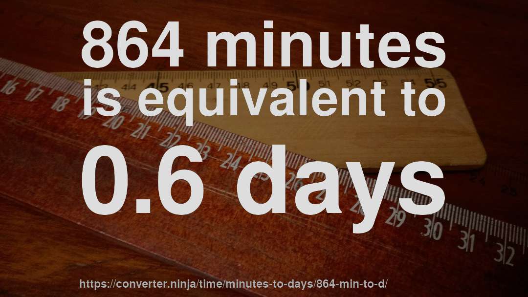 864 minutes is equivalent to 0.6 days