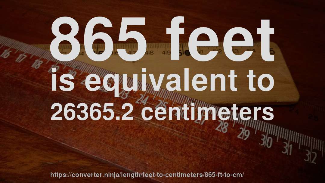 865 feet is equivalent to 26365.2 centimeters