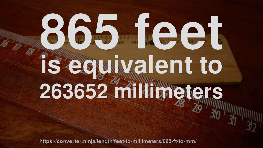 865 feet is equivalent to 263652 millimeters