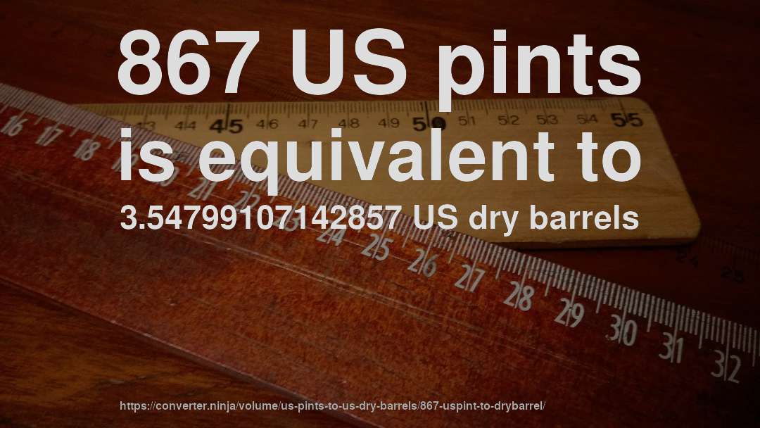 867 US pints is equivalent to 3.54799107142857 US dry barrels