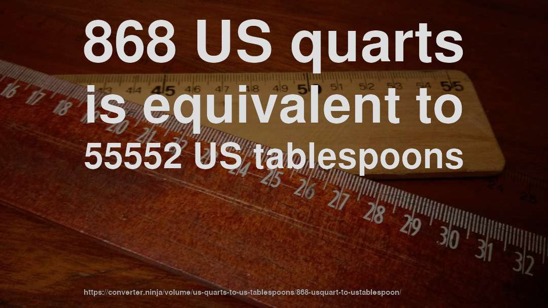 868 US quarts is equivalent to 55552 US tablespoons