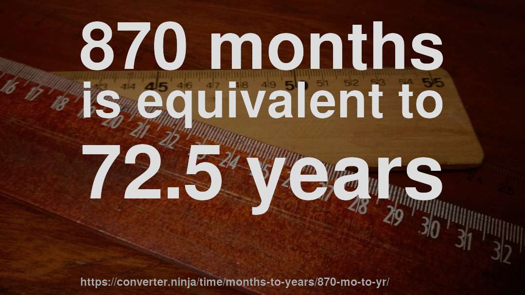 870 months is equivalent to 72.5 years