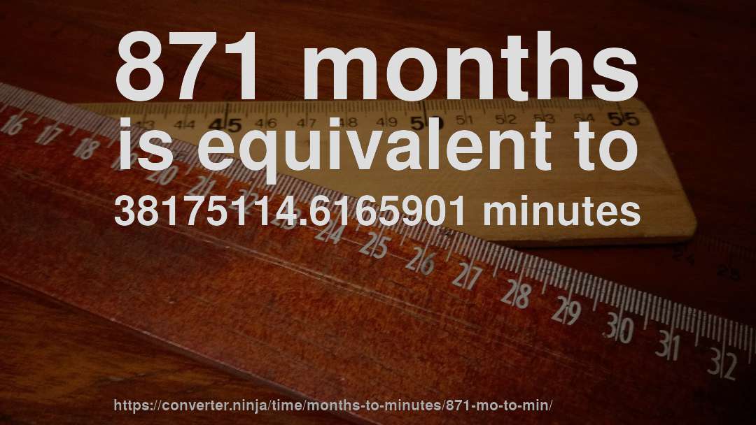 871 months is equivalent to 38175114.6165901 minutes