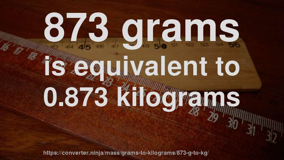 873 grams is equivalent to 0.873 kilograms