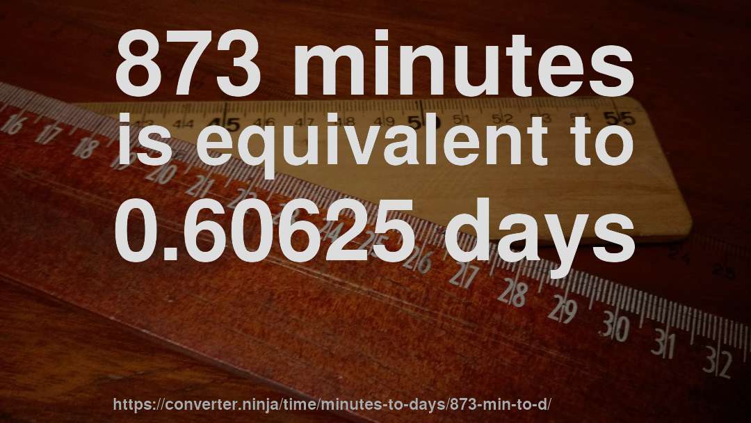 873 minutes is equivalent to 0.60625 days