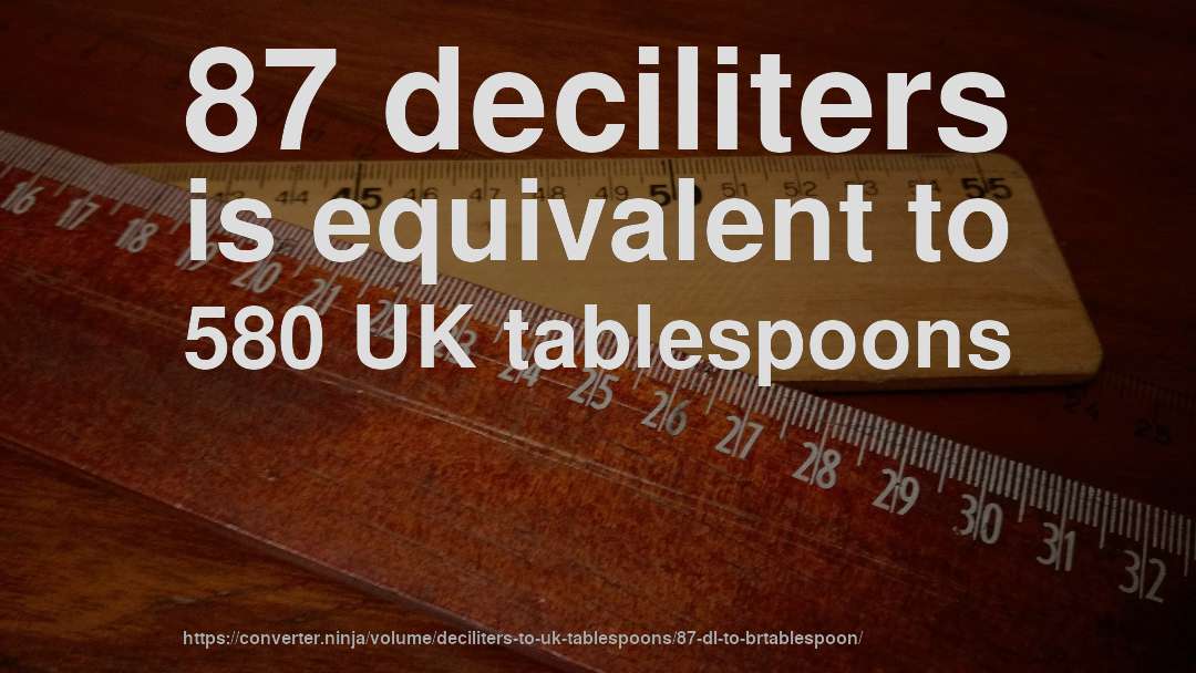 87 deciliters is equivalent to 580 UK tablespoons