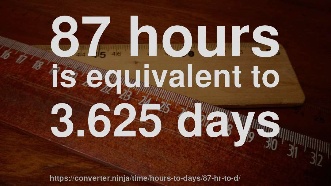 87 hours is equivalent to 3.625 days