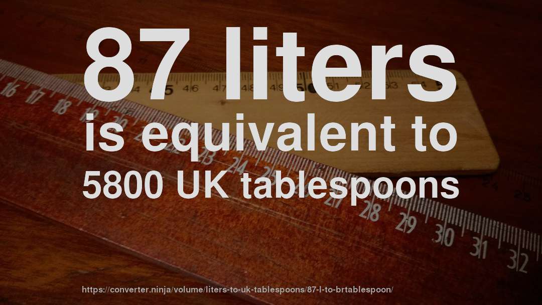 87 liters is equivalent to 5800 UK tablespoons