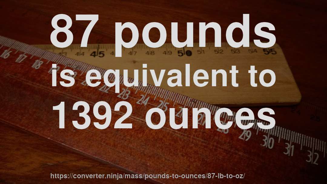 87 pounds is equivalent to 1392 ounces