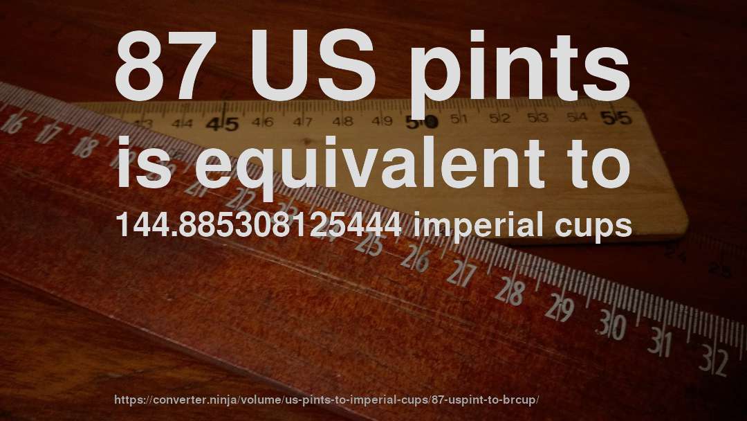 87 US pints is equivalent to 144.885308125444 imperial cups