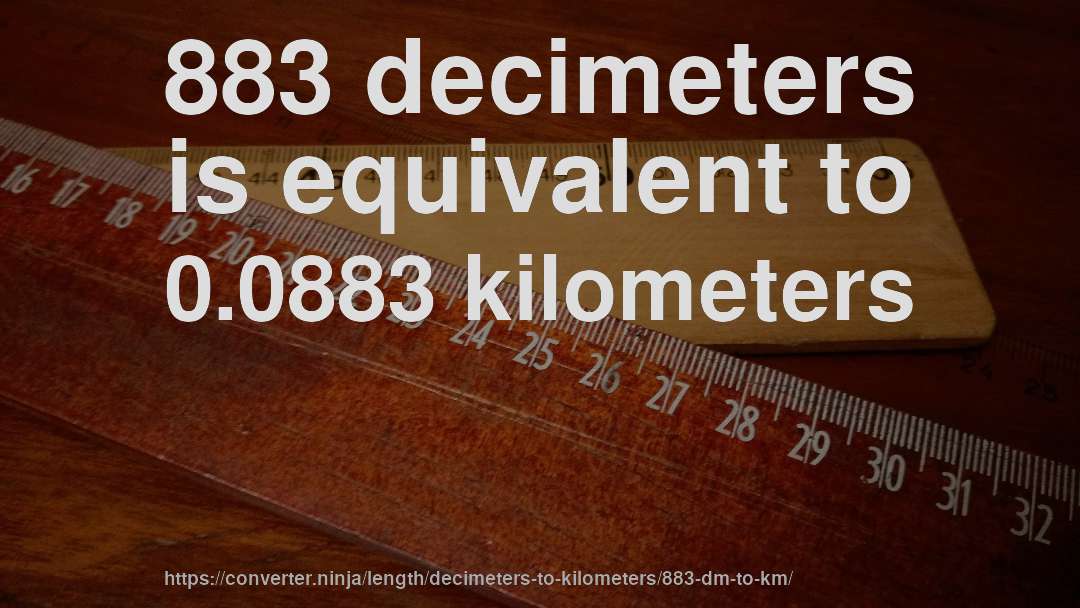 883 decimeters is equivalent to 0.0883 kilometers